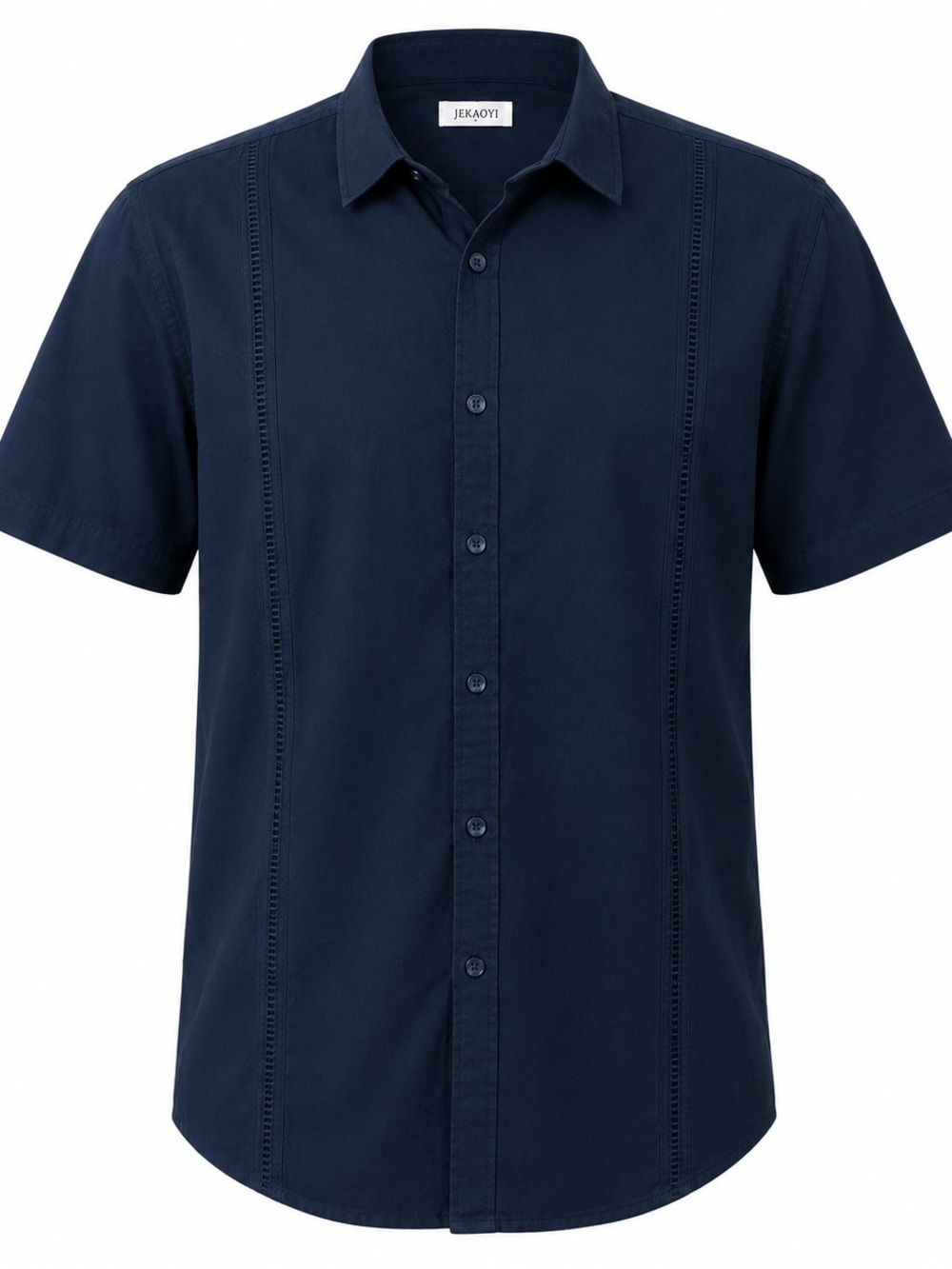 Men's Short-Sleeve Navy Button-Up Shirt
